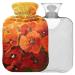 NAANLE hot water bottle with lid oil painting poppy flowers Transparent hot water bottle 2l large hot hot water bottle for menstrual cramps pain relief handfoots heat and cold therapy