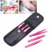 3-Piece Stainless Steel Tweezers Set - Flat Lace & Sloping Tips for Eyebrows & Facial Hair Removal - Rose Red - Perfect for Home & Gift - Buy Online on GoSupps.com