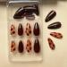Shop Fall Press On Nails - Almond Fake Nails in Dark Brown with Designs | 24PCS Glossy Acrylic Nails for Women & Girls - Buy Online on GoSupps.com
