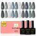 Yueshop 10PCS Nude Gray Glitter Gel Nail Polish Set - Grey Classic Silver Sparkly Shiny Series Gel Nail Polish Soak Off UV Gel Nail Art Manicure Varnish Gift Set Kit (10PCS 8ml) Grey Silver