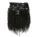 8 Piece Set Clip in Extensions 100% Remy Human Hair Virgin Hair Afro Kinky Curly Hair Extension 1# Black 120g 14-inch