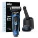 Braun Electric Shaver for Men Series 6 6172cc Wet & Dry Shave Turbo & Gentle Shaving Modes Foil Shaver Blue Blue 3 Piece Set