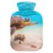Heat bottle with a soft velvet cover Hawaiian sea turtle warming bag for pain relief hot and cold compress body bed warmer 1 l Hawaiian sea turtle Small