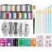 Face Makeup | Face Painting Stencil Set - 12 Grids of Vibrant Cosmetic Colors with Stencil Brushes for 3