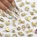 30 pieces of gold Nail Charms Luxury Zircon Nail Charms Road Stones 3d Nail Art Charms Alloy Flower Butterfly Nail Schmuck Snake Rabbits Heart Metal Nail Glitter Steine Nail Accessories