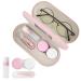 Eyeglass Case Double Sided Portable Contact Lens Case 2 in 1 Portable Contact Multifunction Durable Lens Case E-Pink