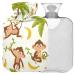 Naanle monkey palm heat bottle with cover transparent hot water bottle 2l large hot hot water bottle for bed hand feet warmer pain relief heat and cold therapy