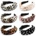 TOBATOBA Headbands for Women Pearl Headband Leopard Headbands for Women Girls Cute Headband with Pearls Wide Top Knot Headband Beaded Women headbands Fashion Hair Accessories for Women and Girls Color 1