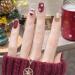 Christmas False Nails Set - 24Pcs Red Short Square Press on Nails with Santa & Snowflake Xmas Glitter. Perfect for Women & Girls Festival Holiday Nail Art - Buy Online on GoSupps.com