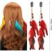 MWOOT 4Pcs Clip In Feather Hair Extensions Peacock Feathers Extension for Women Halloween Costume Carnival Cosplay Party Headdress Handmade Bohemian Hippie Hair Clip Red Feather Clips - Buy Online on GoSupps.com