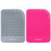 2 Heat Resistant Mats for Curling Irons, Hair Straightener, Flat Irons and Hair Styling Tools 9" x 6.5", Food Grade Silicone, Grey&Pink Gray & Pink Mat