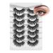 Fluffy False Eyelashes Cat Eye Lashes 7 Pairs D Curl Russian Strip Lashes Natural Look Wispy Lashes Dramatic Faux Mink Lashes Reusable Fake Eyelashes
