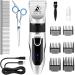 Bonve Pet Dog Clippers, Dog Grooming Kit Quiet Electric Pet Clippers Cordless Rechargeable Professional Dog Hair Clippers for Thick Coats Dogs Cats Pets