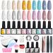 Gel Nail Polish Set VANREESA 10 Colours Gel Nail Polish Kit with U V Nail Lamp Autumn Gel Polish Set Popular Yellow Blue White Gel Nail Kit with Glossy Matte Top Coat Gift for Women DIY at Home 26 Pieces set