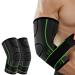 Elbow Brace for Tendonitis and Tennis Elbow(1 Pair)-Elbow Compression Sleeve Support for Men & Women Adjustable Strap for Weightlifting Workout Green Medium