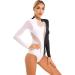 Women's Ballet Dance Leotard | Turtleneck Long Sleeve Rhinestone Bodysuit | Black&White - Small | Yeahdor - Buy Online on GoSupps.com