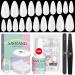 Saviland Nail Tips and Glue Gel Kit - 500pcs Long Press on Nails Clear Fake Coffin Nails Tips with 4-in-1 Nail Glue Gel Kit 2.Natural Almond Gel X Tips