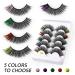 3D Natural Thick False Eyelashes - 5 Pairs Colorful Cat Eye Eyelashes with Applicator - Black (Pack of 1) - Buy Online on GoSupps.com