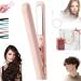 Jocelynnae Ceramic Mini Hair Curler Mini Dual-Purpose Curling Iron Travel Curling Iron USB Rechargeable Curling Wand 2-in-1 Mini Curling Wand for Men and Women (Phink)