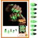 24PCS Green French Halloween Fake Nails - Long Square False Nails for Women - Glue Press On Nails for Halloween Party - Buy Online on GoSupps.com