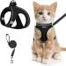 Cat Harness and Lead Set Soft Mesh Puppy Harness for Outdoor Escape-Proof Cat Kitten Harness with Leash Set for Walking Leash Adjustable Reflective Strips Vest Harnesses M Black