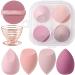 AUAUY 6 Pcs Makeup Sponges Blender Set 4 Pcs Professional Beauty Sponge Foundation Blending Blender with 1 Powder Puff 1 Sponge Holder Case Multi-colored Makeup Sponges for Cream Liquid and Powder 4pcs-Pink - Buy Online on GoSupps.com