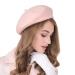 Gllutt Women Wool Beret Hat French Style Solid Color Pink