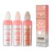 TENGLONG 3PCS Magic Highlighter Powder Stick Makeup Polvo De Hadas Fairy Highlight Patting Powder Body Brightens the Natural Three-dimensional Face Powder Blusher White+Pink+Brown