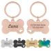 Natiform Personalized Pet ID Tags, Brushed Stainless Steel Dog Tags, Customizable Text, Engraved on Both Sides, Hollowed Paw Shaped Collar Pendant M Rose Gold