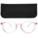 MAGIMODAC Women Computer Reading Class Blue Filter Light around Oval Reading Brille Computer Glasses With P and Symphetic Reading Aid Visual Aid Transparent Pink 1.0 Dioptries