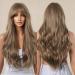 WOKESTAR Long Light Brown Wigs for Women Synthetic Hair Wig with Curtain Fringe