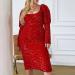 Shop Hanxiulin Women s V-Neck Long-Sleeved Evening Dress - Red Cocktail Dress with Mesh Insert - Plus Size XXL Festive Party Dress - Buy Online on GoSupps.com
