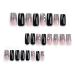 Mouyouglow Press On Nails - Medium Ballerina Nude Pink Gradient with Silver Glitter | Sparkly Black Fake Nails | Includes Nail Glue | Ombre Shimmer Artificial Fingernails - Buy Online on GoSupps.com