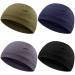 Syhood 4 Pieces Men Skull Caps Soft Cotton Beanie Sleep Hats Stretchy Helmet Liner Multifunctional Headwear for Men Women Black, Gray, Army Green, Navy Blue Solid Style