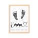 Del m unique & personal baby footprint personalized milestone poster for baby room decoration children's room decoration memory (without color) name + heart