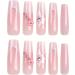 Long French Tip Press on Nails Silver Edge Sparkling Pink Flower Gradient Rhinestones False Nail Armor Press On Nails with Nail Tips press on nails Acrylic False Nails Cute Artificial Nails - Buy Online on GoSupps.com