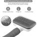 Self Cleaning Dog & Cat Brush with Smooth Handle - Grooming Comb for Shedding, Massage & Tangled Hair Removal - Grey - Buy Online on GoSupps.com