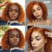 Orange T-Part Bob Wig 8 Inch Brazilian Curly Remy Human Hair Lace Front Wig 180% Density - Buy Online on GoSupps.com