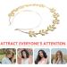 Elegant Golden Leaf Design Bridal Headband Tiara Crown Hair Hoop for Weddings - Buy Online on GoSupps.com