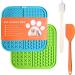 Q Line Licky Mats for Dogs - 2 Pack Slow Feeder with Strong Suction Cups - Soothes Anxiety Promotes Dental Health - Includes Spatula & Brush - Perfect for Bathing Grooming Training (Blue Green) - Buy Online on GoSupps.com