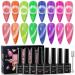 MIZHSE Neon Reflective Cat Eye Gel Nail Polish Set Fluorescent Reflective Glitter Cat Magnetic Gel Neon Gel Nail Polish Soak Off Nail Polish Home DIY Manicure Nail Salon Varnish 7ml