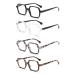 JM 4 Pack square reading glasses blue light blocking computer reader for women men spring hinge 4-pack mixed color 1.25 x