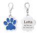 Dog tag with engraving for dogs and cats animal tag paw print motif ID tags address tag blue