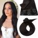 Elailite Clip in Extensions 100% Remy Human Hair Double 8 Wefts Thick Volume Straight 35cm 120g #1B Natural Black