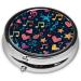 Dynamic Musical Notes Portable Metal Pill Box - Round Mini 3-Compartment - Ideal for Travel & Small Pills - Buy Online on GoSupps.com