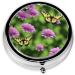 Butterfly & Purple Flowers Mini Round Pill Box | 3-Compartment Portable Pill Organizer for Travel | Stylish & Functional Medicine Case - Buy Online on GoSupps.com