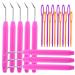 Loom Knit Hook Set  Crochet Needle Hook Kit  8 Pcs Pink Knitting Loom Hook with 12 Pcs Colorful Plastic Sewing Needles for Knitting Looms Knitting Boards