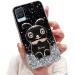 Tivenfezk nadoli for oppo realme 8 4g hare hidden stand shell caricature glitter rabbits stand soft silicone bling cell phone case transparent protective cover opo realme 8 4g black