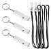 Memofynd 3 pieces of silver pipe with 3 pieces of black rope emergency pipe survival pipe stainless steel pipe survival safety pipe