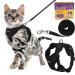 Adjustable Cat Harness and Leash Set for Outdoor Walking Soft Breathable Mesh Cat Harness with Reflective Strips Escape Proof Safe Cat Vest Harness Black (XS)